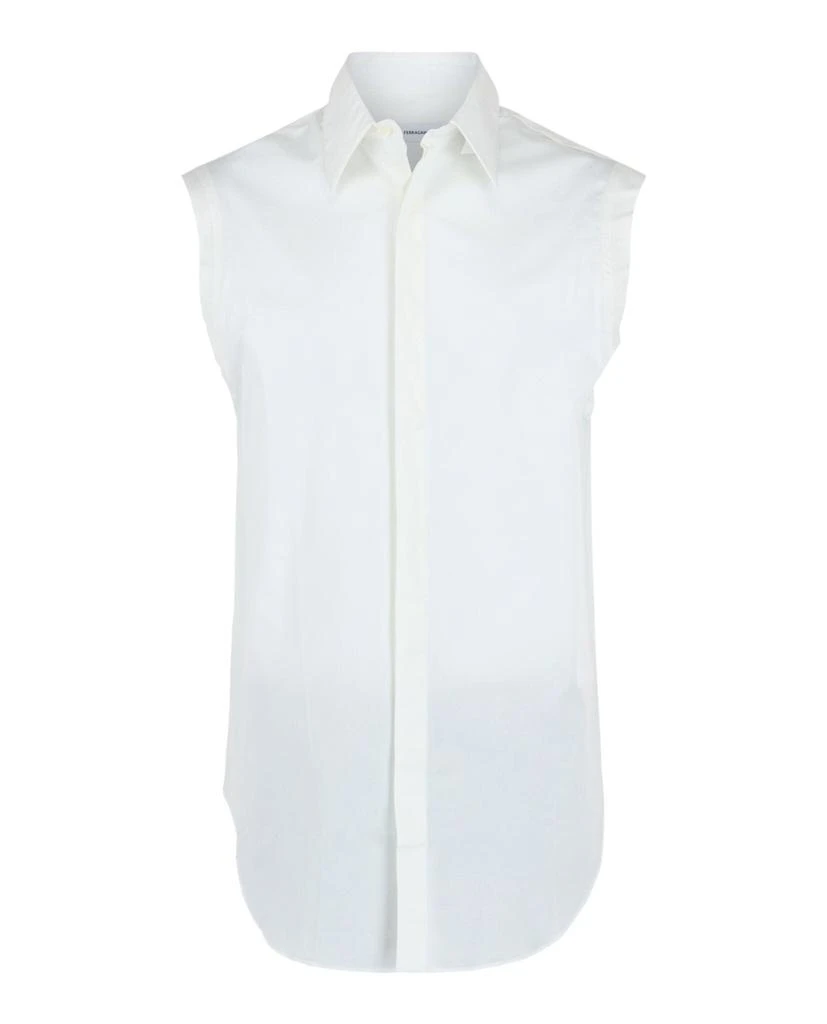 Salvatore Ferragamo Raw Cut Sleeveless Tuxedo Shirt 1