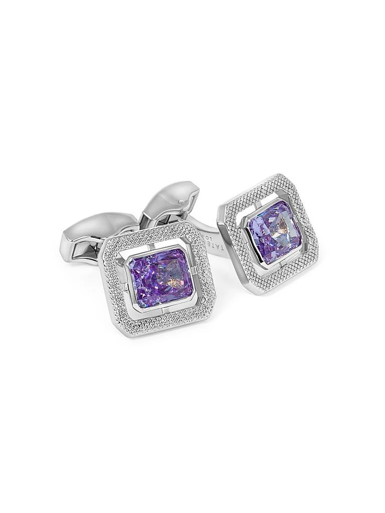 Tateossian Silvertone 
Cubic Zirconia Octagon Cufflinks