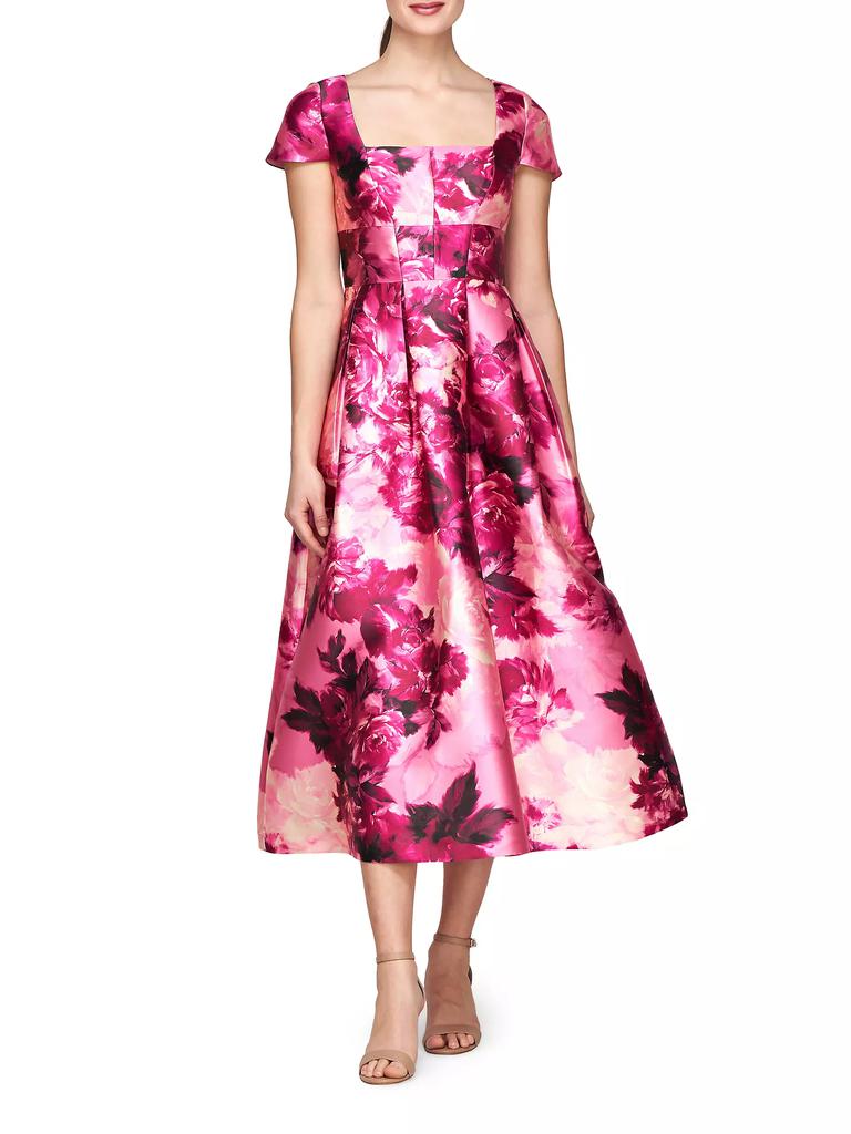 Kay Unger Tierney Floral Tea-Length Dress