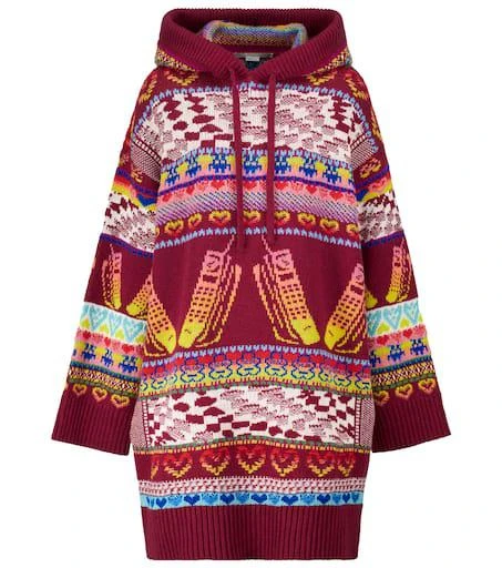 Stella McCartney Intarsia wool-blend hoodie dress 1