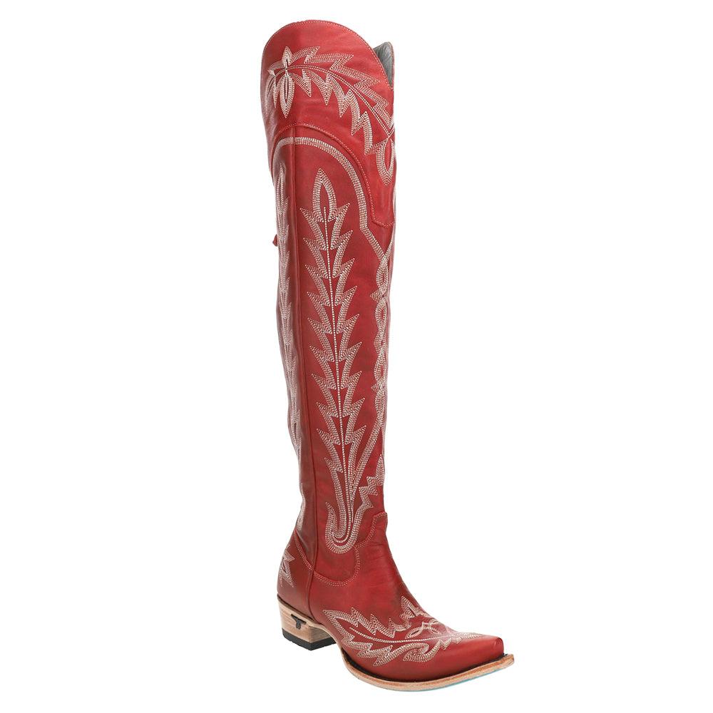 LANE Lexington OTK Corset Embroidered Snip Toe Zippered Cowboy Boots