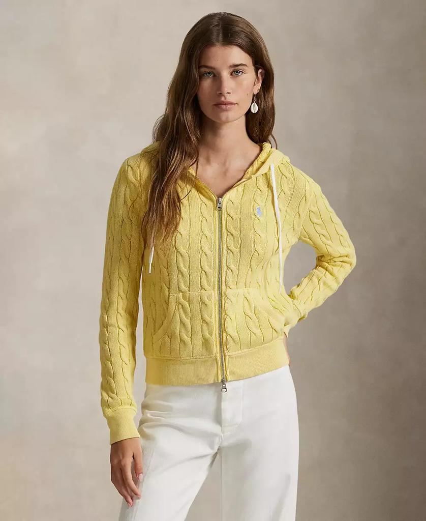 Ralph Lauren Women's Cable-Knit Cotton Full-Zip Hoodie Sweatshirt