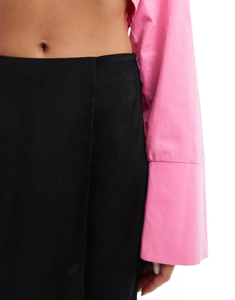 ASOS ASOS DESIGN satin wrap mini skirt in black 5