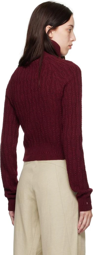 Hyein Seo Burgundy Cropped Knit Sweater 3