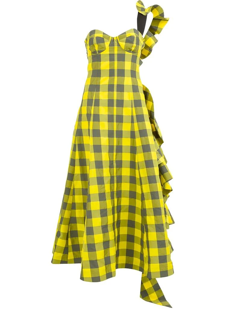 Natasha Zinko one-shoulder bustier check dress - women 1