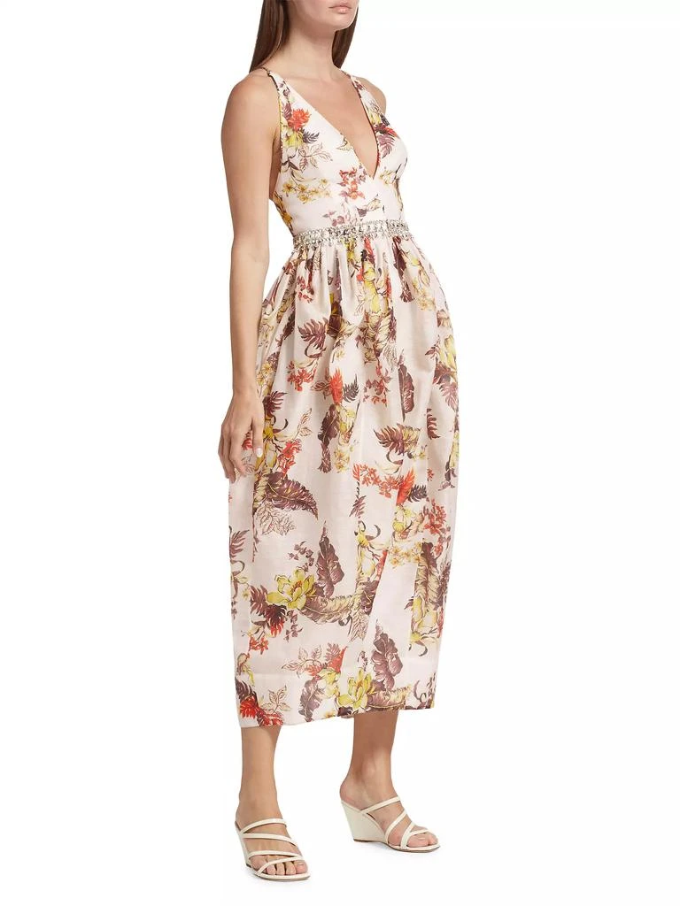 Zimmermann Matchmaker Tulip Linen-Silk Midi-Dress 4