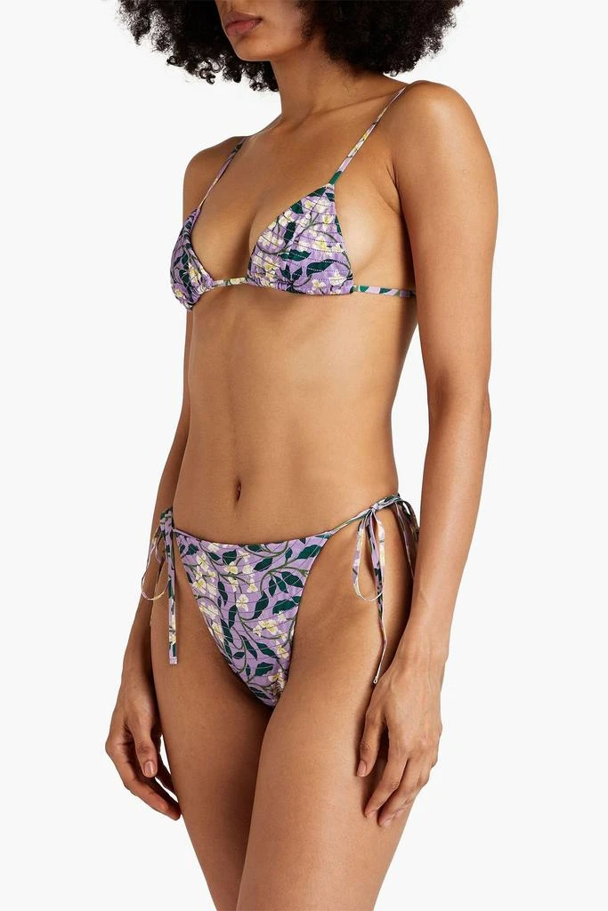 Agua by Agua Bendita Sabina Dos Gardenias Lila quilted floral-print triangle bikini top 2