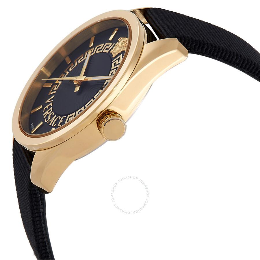 Versace New V Circle Quartz Black Dial Ladies Watch VE8A00224