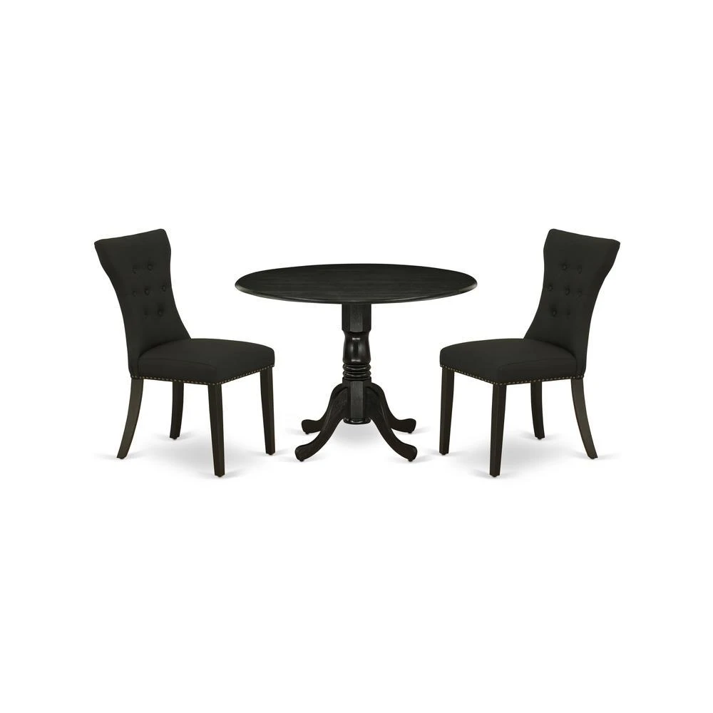 East West Furniture Dining Room Set Wirebrushed Black, DLGA3-ABK-24