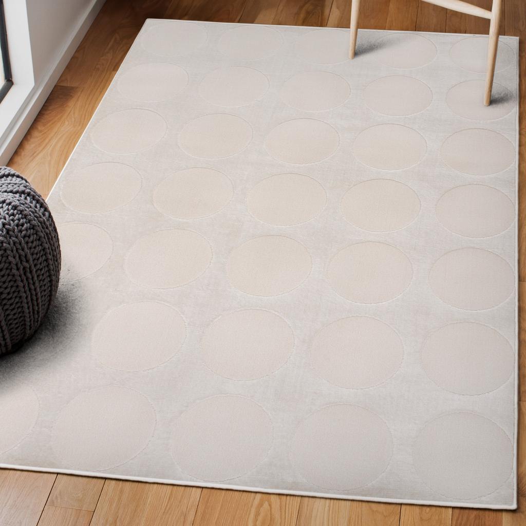 JONATHAN Y Adrian Modern Geometric Circle Dot High-Low White/Cream 3 ft. x 5 ft. Area Rug