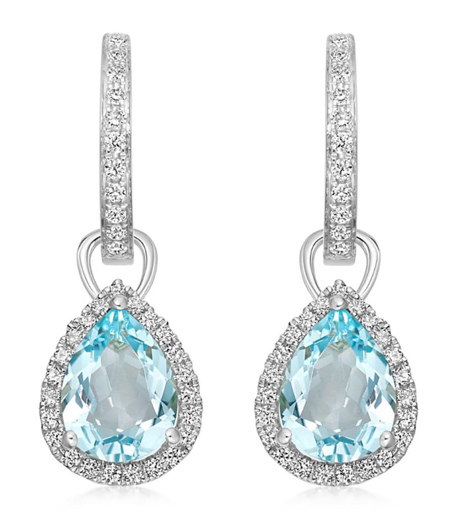 Kiki McDonough White Gold, Diamond and Blue Topaz Grace Earrings