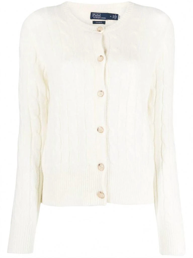 Ralph Lauren Melange Cable Cashmere Cardigan In Cream 4