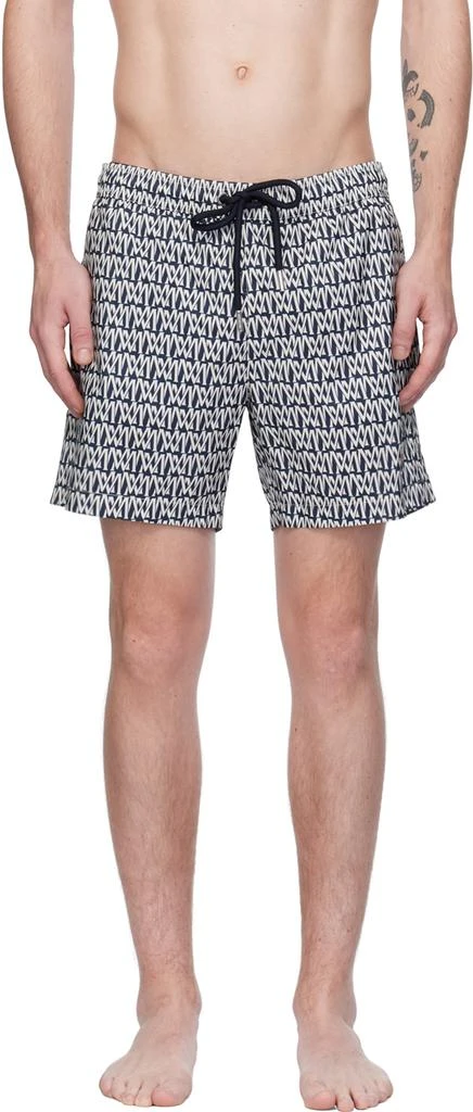 Moncler Navy & White Printed Swim Shorts 1