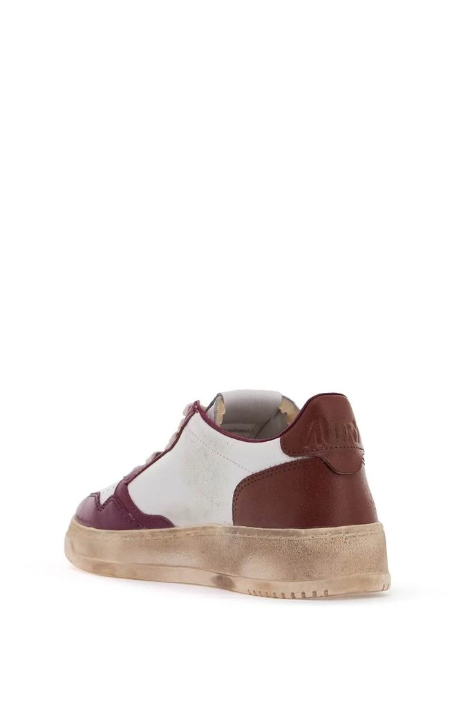 Autry Medalist Low Super Vintage Sneakers In White/purple Leather 3