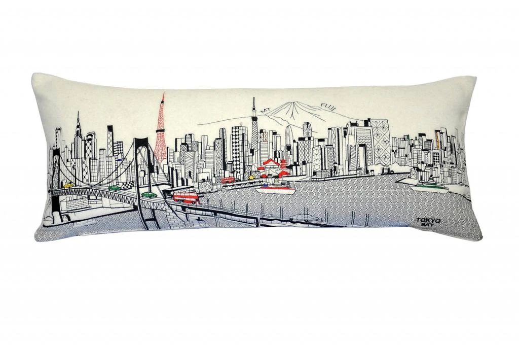 Hivvago 35" White Tokyo Daylight Skyline Lumbar Decorative Pillow
