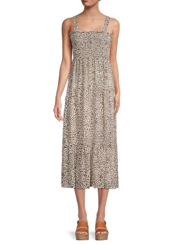 Sam Edelman Leopard-Print Smocked Dress 1