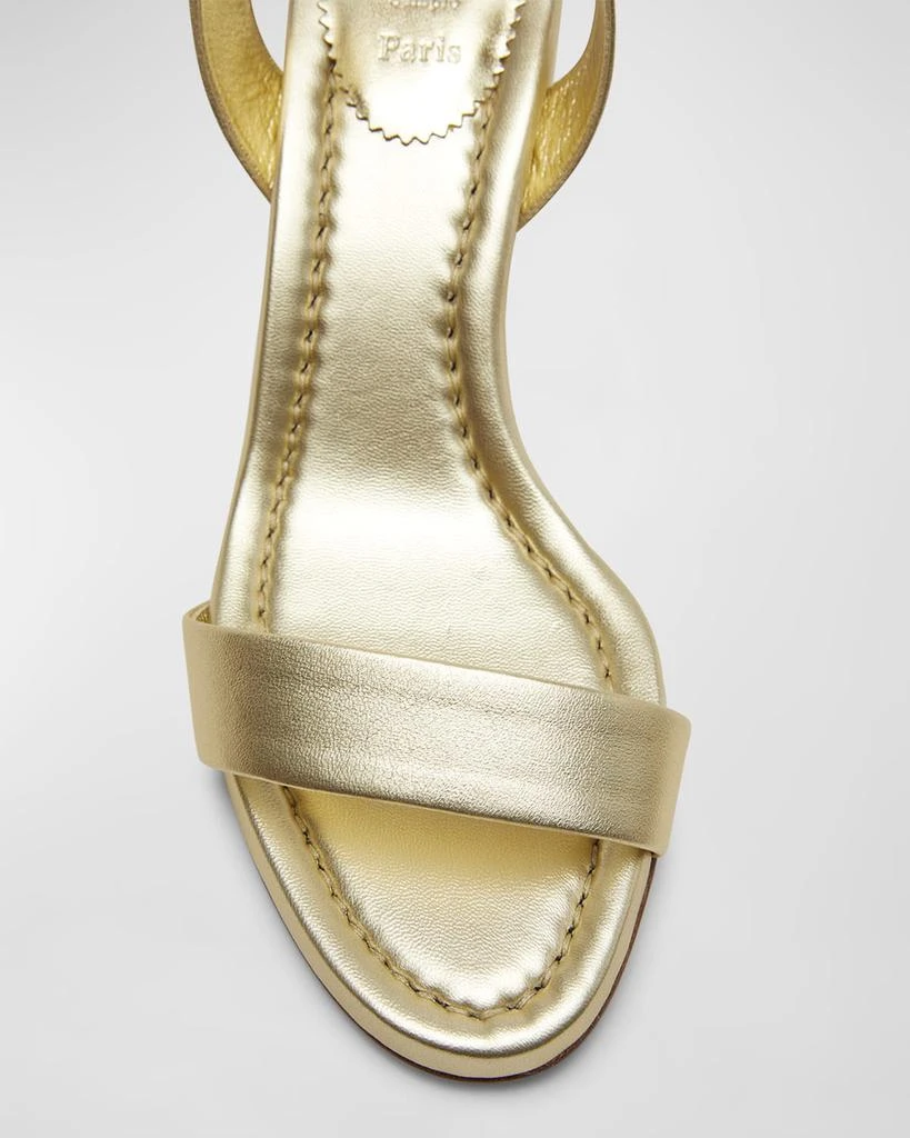 Christian Louboutin Miss Sabina Metallic Red Sole Ankle-Strap Sandals 7