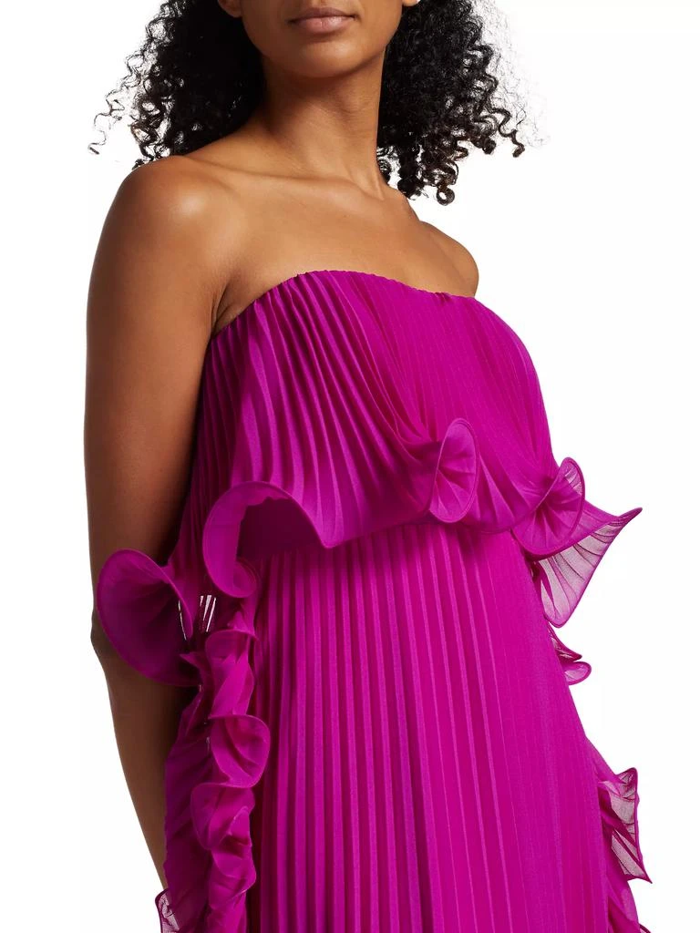 Badgley Mischka Strapless Pleated Ruffle Gown 6