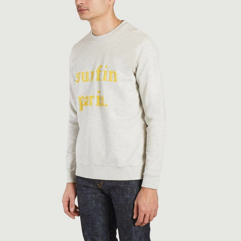 Cuisse de Grenouille Surf in Paris Sweatshirt Light Grey Chiné CUISSE DE GRENOUILLE 2