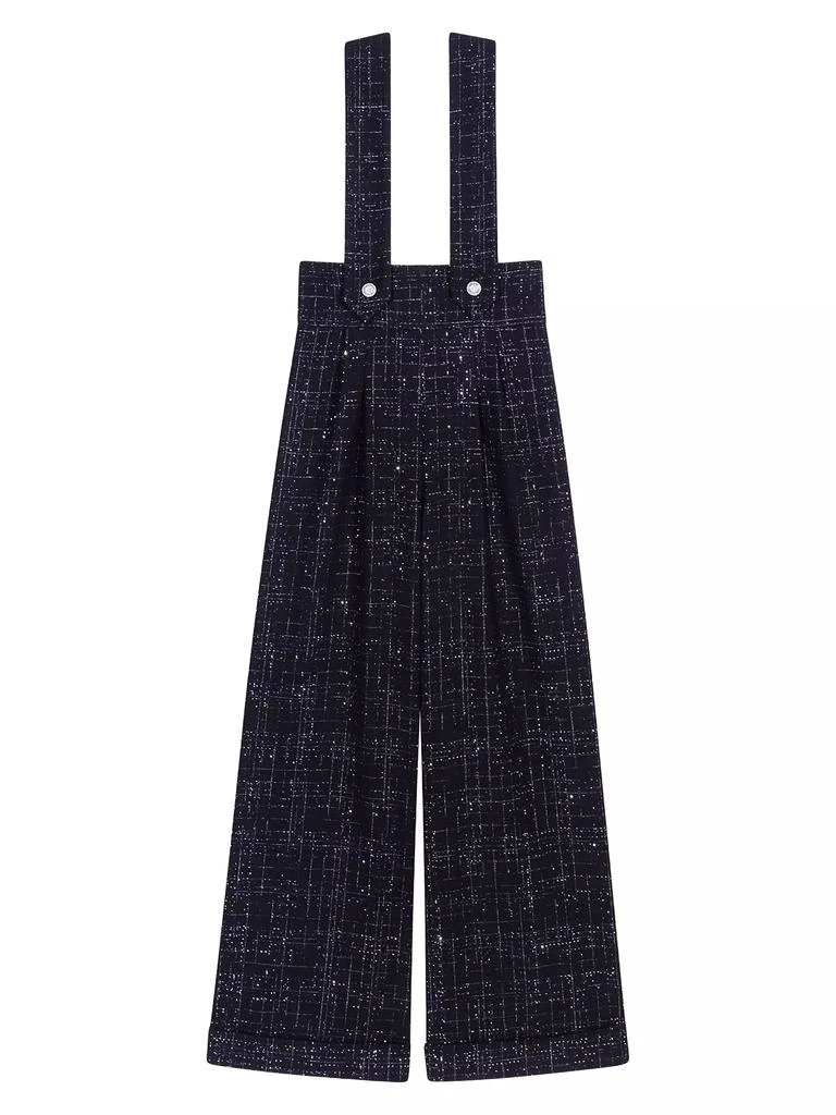 Maje Wide-Leg Trousers with Tweed Braces 1