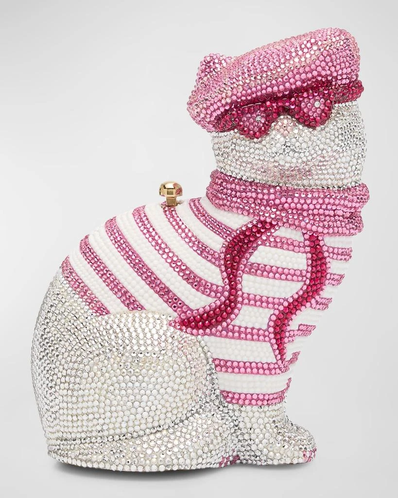 Judith Leiber Cat with Beret Crystal Clutch Bag 1