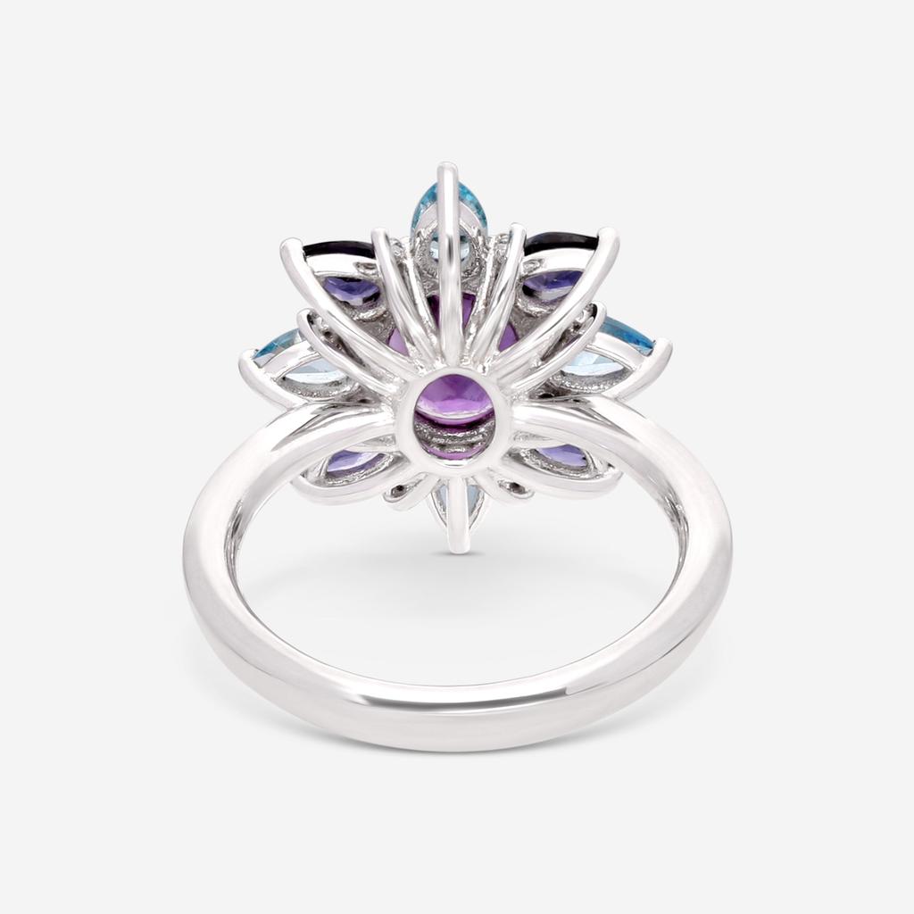 Giloro Giloro 18K White Gold Diamond Amethyst, Aquamarine, & Sapphire Statement Ring P4942-108