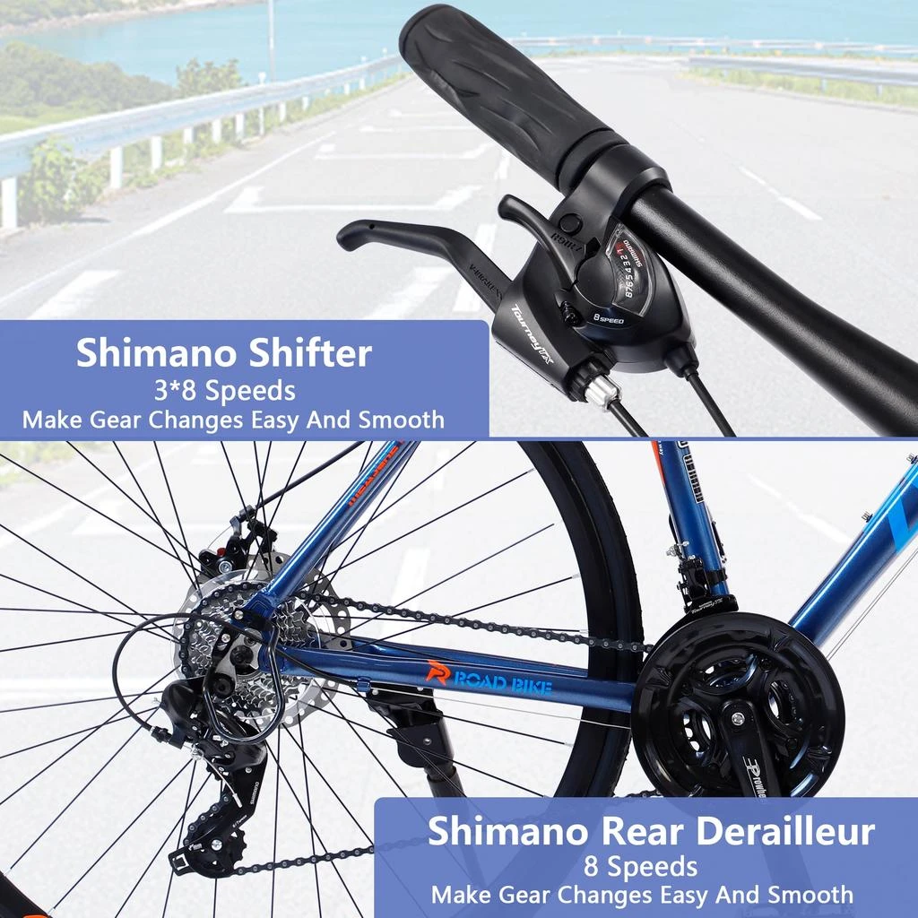 Streamdale Furniture Streamdale 27 Speed Hybrid Bike Disc Brake 700C Road Bike For Men Women's City 4