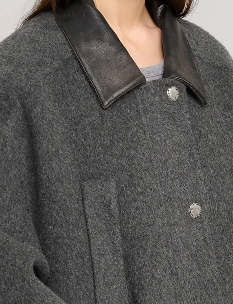 Pixie Market Oversized Wool Leather Collar Coat 6