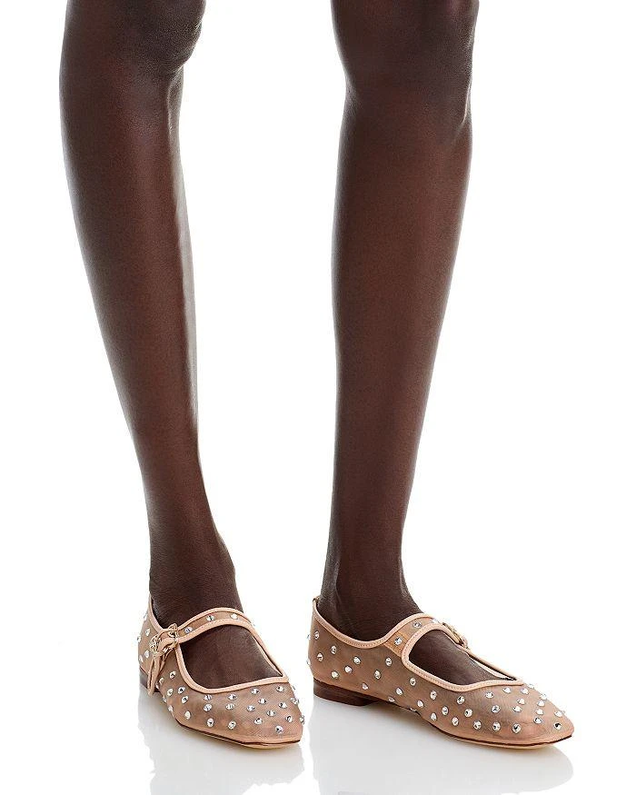 Sam Edelman Women's Michaela Square Toe Gem Embellished Mesh Mary Jane Shoes 3