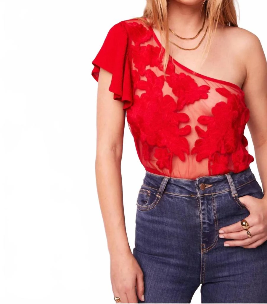 Americhine Kallithea One Shoulder Bodysuit In Red