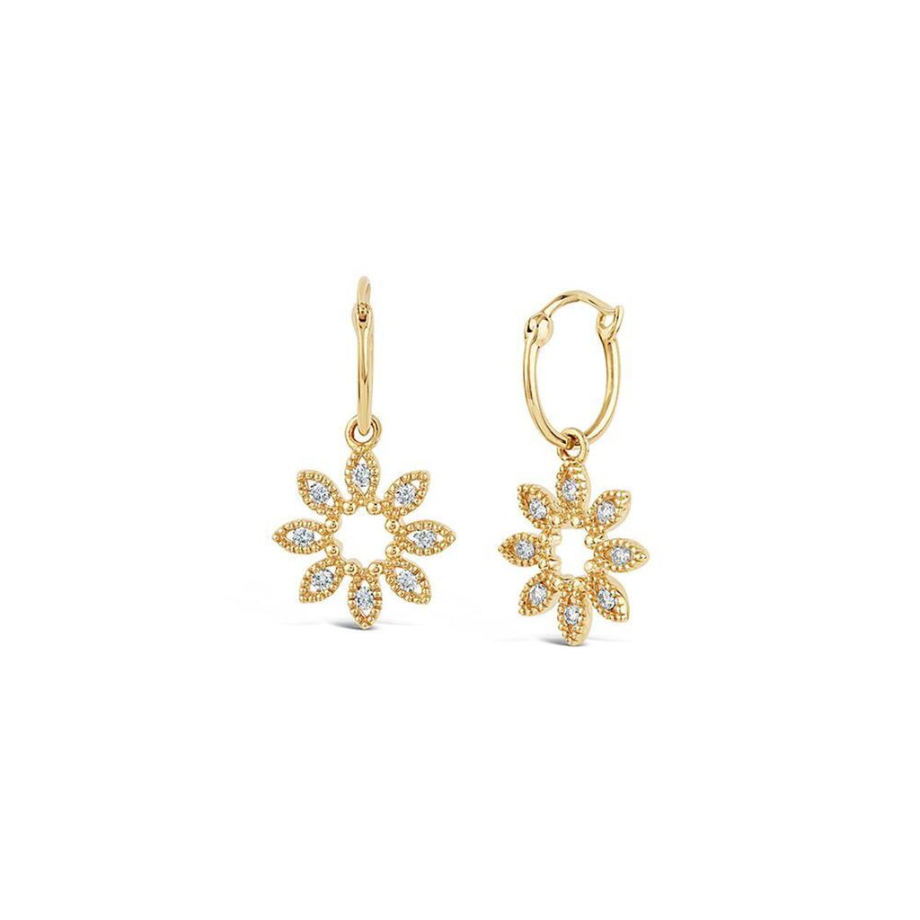 Dinny Hall 14k gold diamond jasmine flower hoop drop earrings