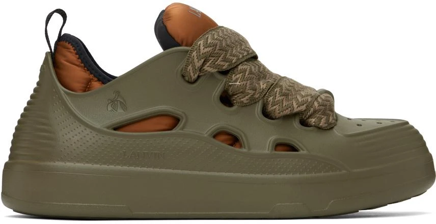 Lanvin Green & Taupe Curb Color-Block Rubber Sneakers 1