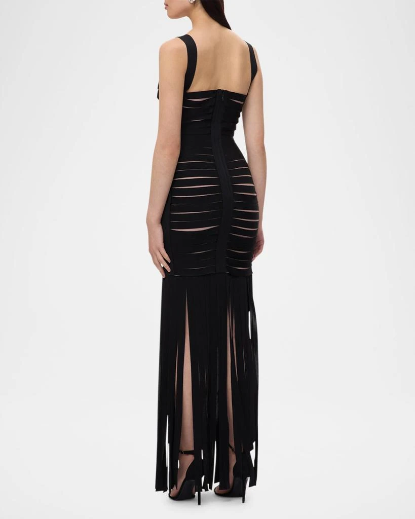 knee length dresses for ladies Bebe Women's Bandage Fringe Maxi Dress