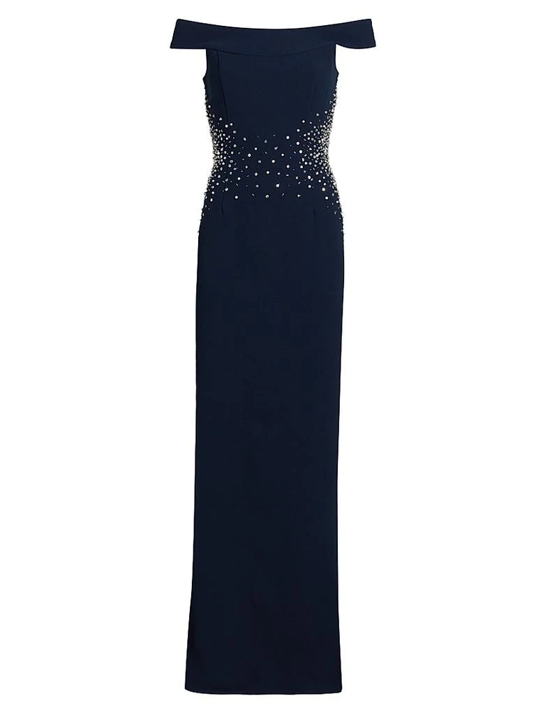 Naeem Khan Sequined Stretch Crepe Off-The-Shoulder Gown 1