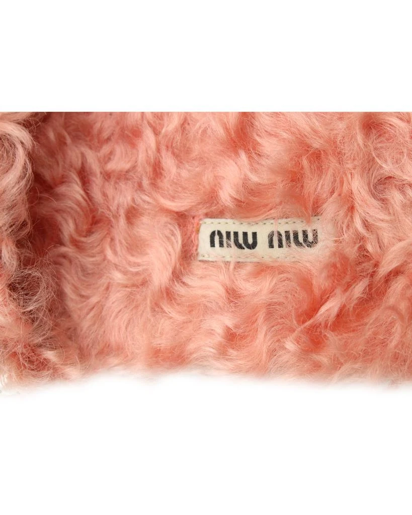 Miu Miu Pearl Embellished Slides in Pink Faux Fur 6