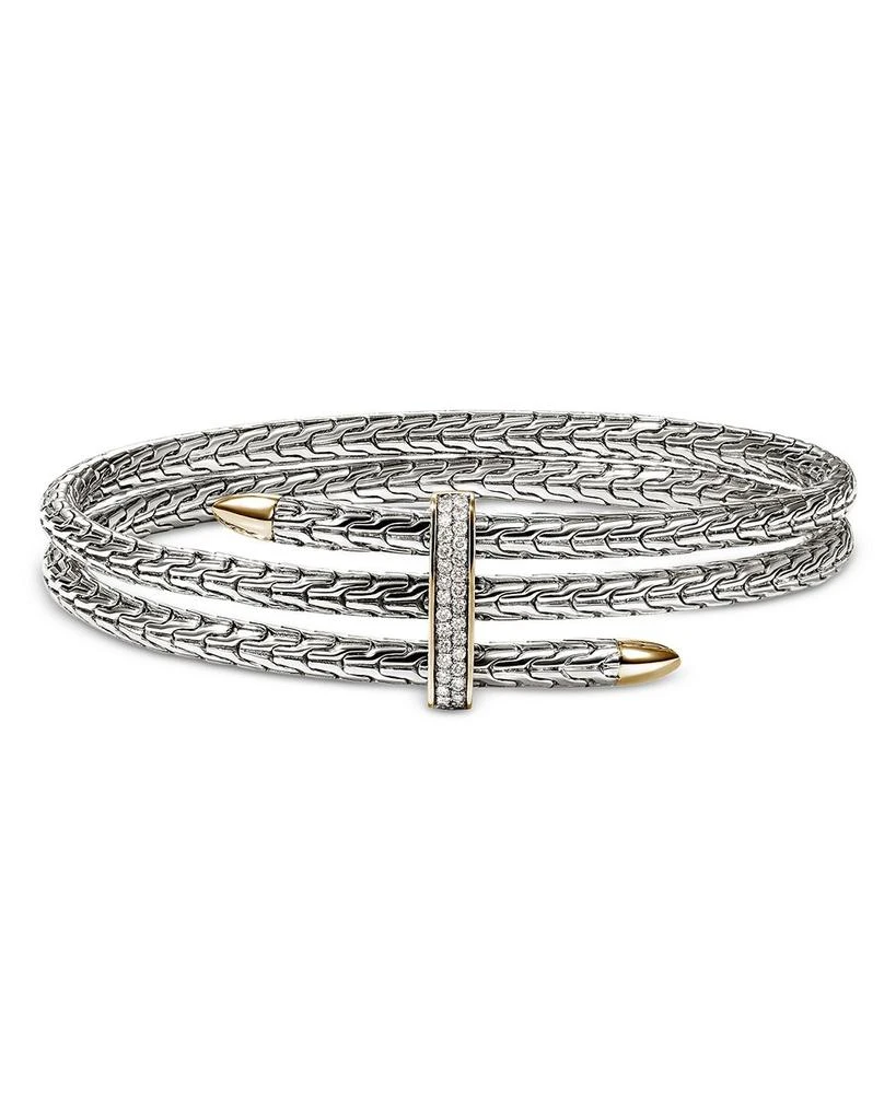 John Hardy Sterling Silver & 14K Yellow Gold Diamond Spear Triple Flex Cuff Bracelet 1