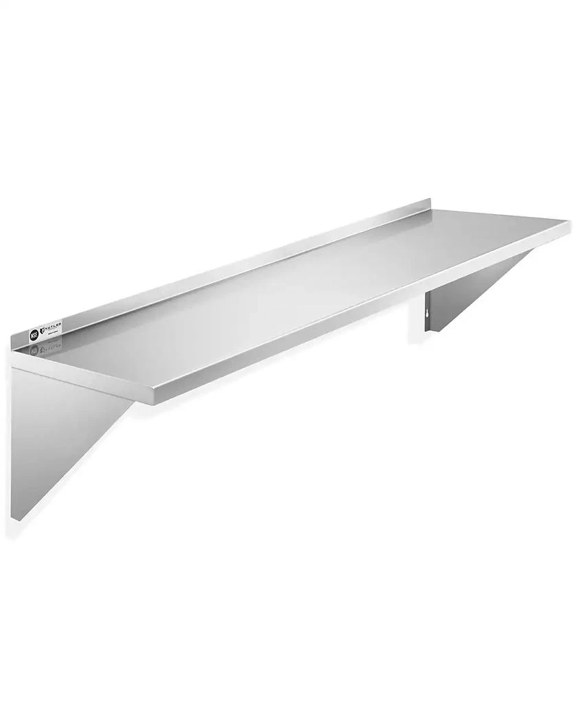 KUTLER 12" x 60" Stainless Steel Shelf, NSF Commercial Wall Mount Shelving w/ Backsplash, Floating Metal Mounted Shelves for Restaurant, Kitchen, Home