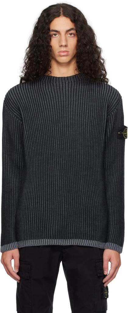 Stone Island Gray 532C1 Vanisé Full Rib RWS Wool Sweater 1