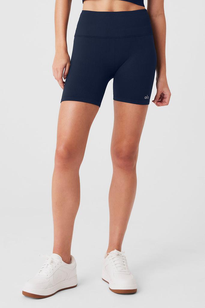 Alo 5" Seamless Ribbed Favorite Short - Navy