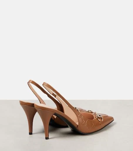 Gucci Horsebit GG leather slingback pumps 2