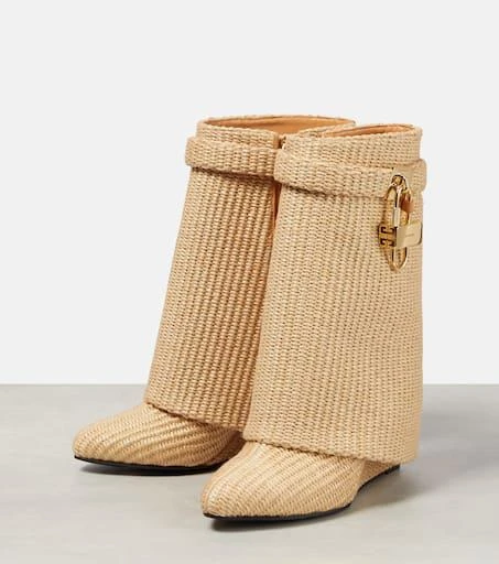 Givenchy Shark Lock raffia-effect ankle boots 5