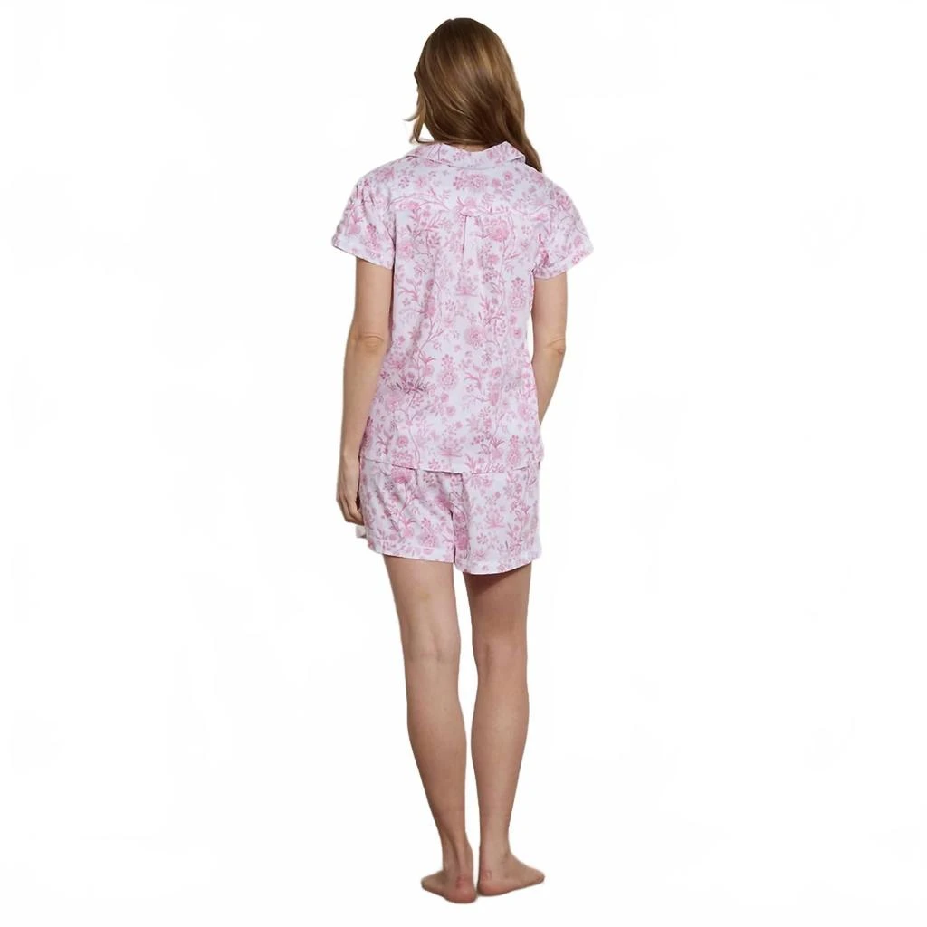 The Sleep Code Women
s Printed Floral Cotton Short Pj Set In Bistro Wallpaper 2