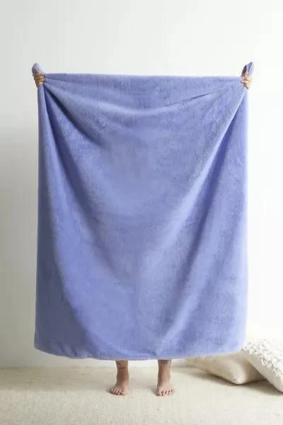 Urban Outfitters Harper Faux Fur Solid Throw Blanket 1