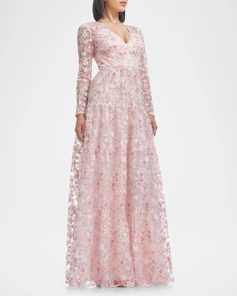 Dress the Population Black Label Angelina Beaded Floral Applique Gown 4