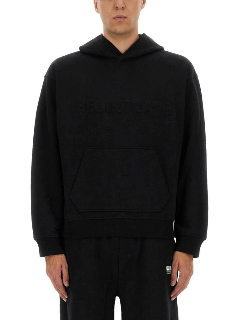 Helmut Lang Black Sweatshirt With Embossed Logo 1