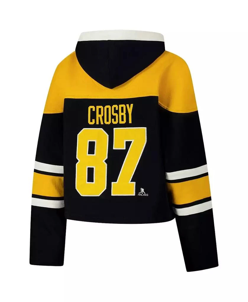 47 Brand Women's Sidney Crosby Black Pittsburgh Penguins Superior Lacer Cropped Pullover Hoodie 3