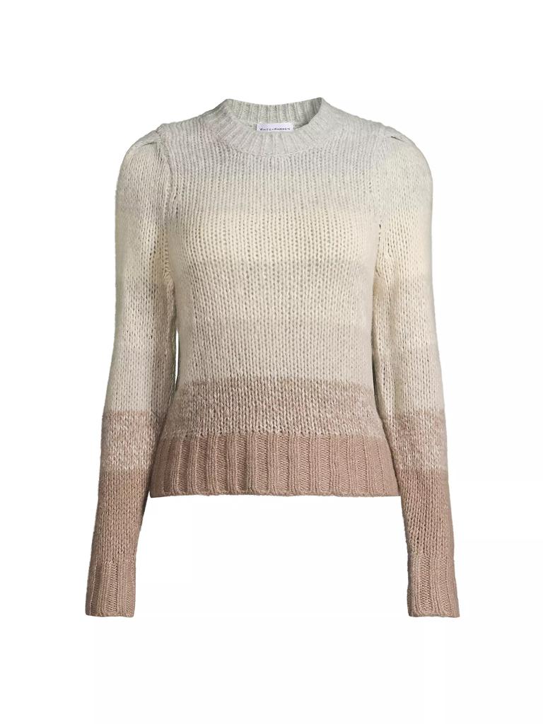 White + Warren Ombré-Striped Crewneck Sweater