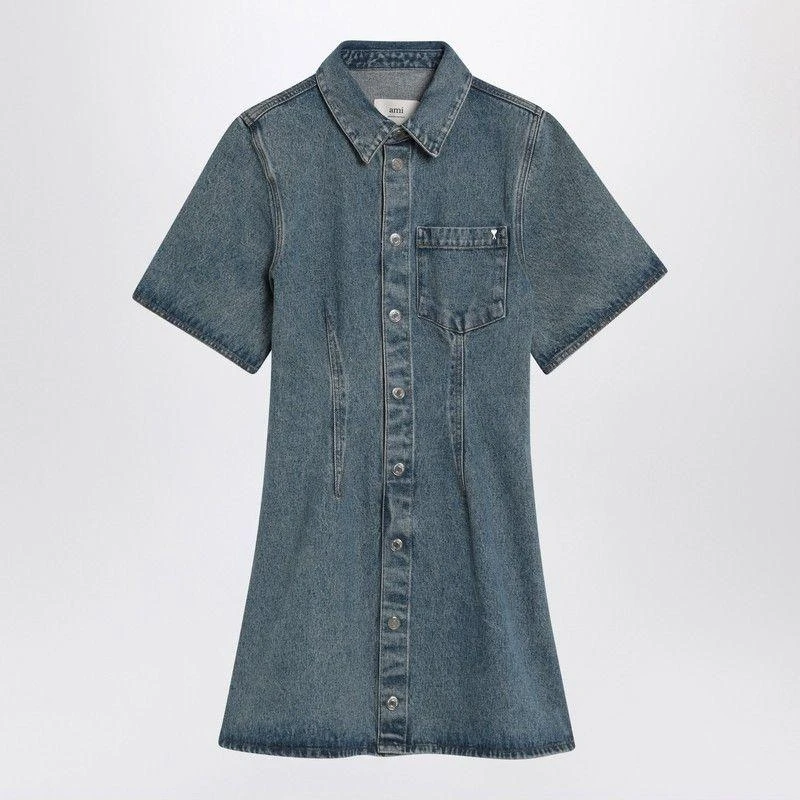 AMI MINI DRESS AMI DE COEUR IN DENIM 1