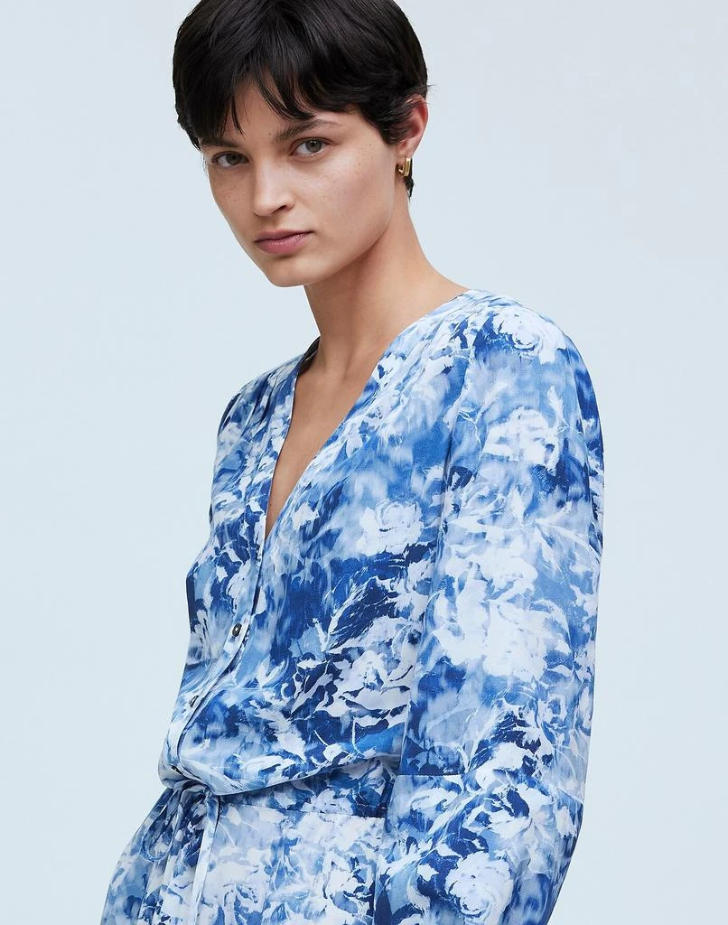 Madewell Tie-Waist Mini Shirtdress in Floral Crepe 5