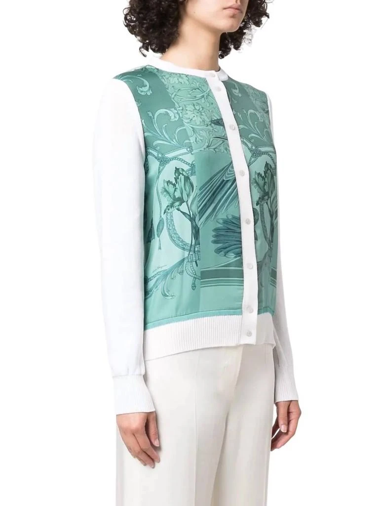 Salvatore Ferragamo Floral-Print Buttoned Cardigan In White/green 1